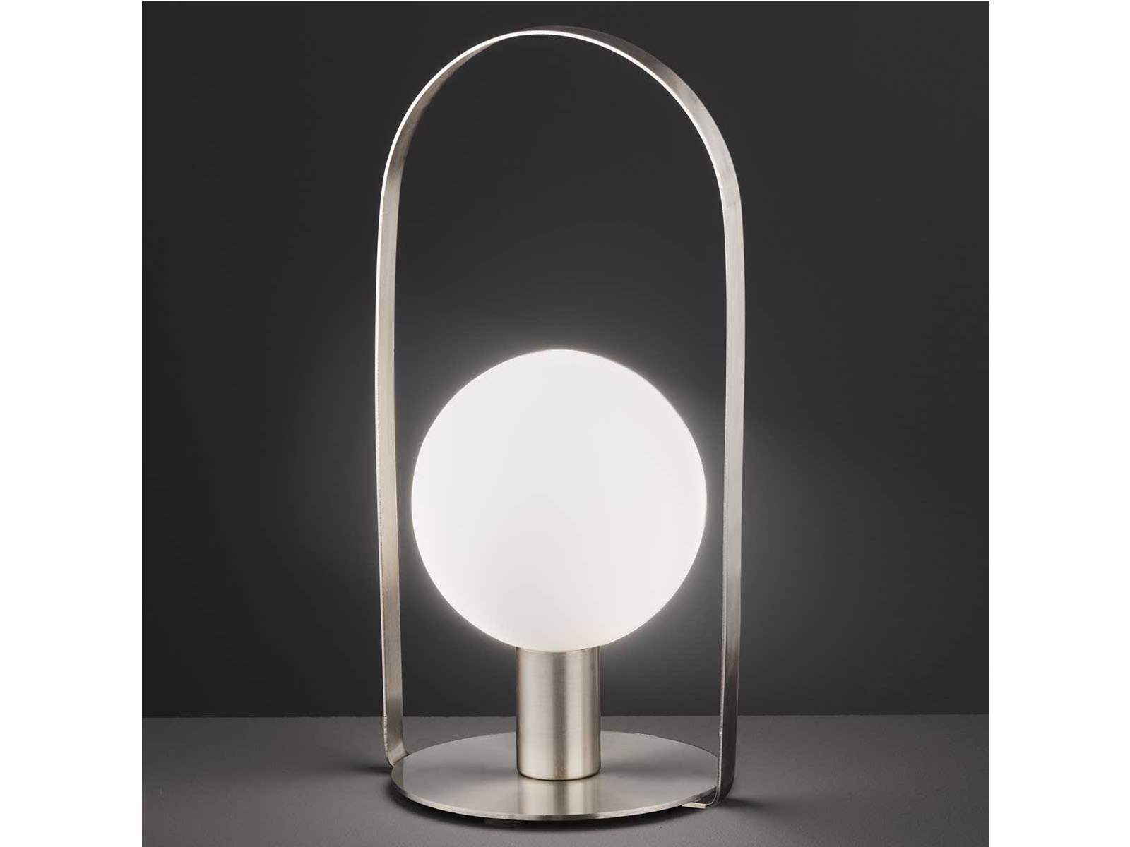DESIGN LED Nachttischleuchte Nickel matt Kugel Lampenschirm Glas Opal-Weiß Flur