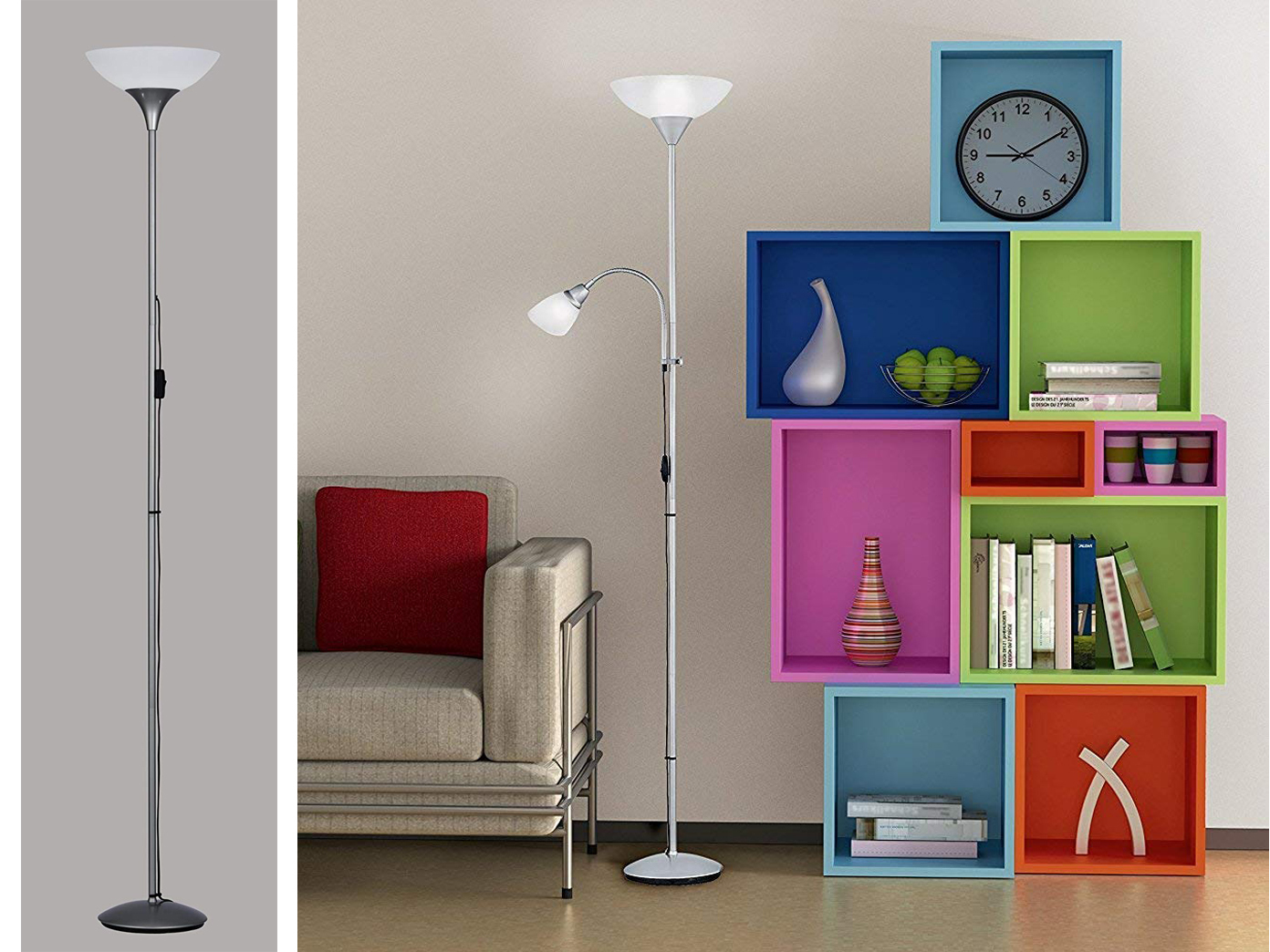 Moderne Standlampen mit rundem Schirm in weiß Deckenfluter fürs Wohnzimmerlampen