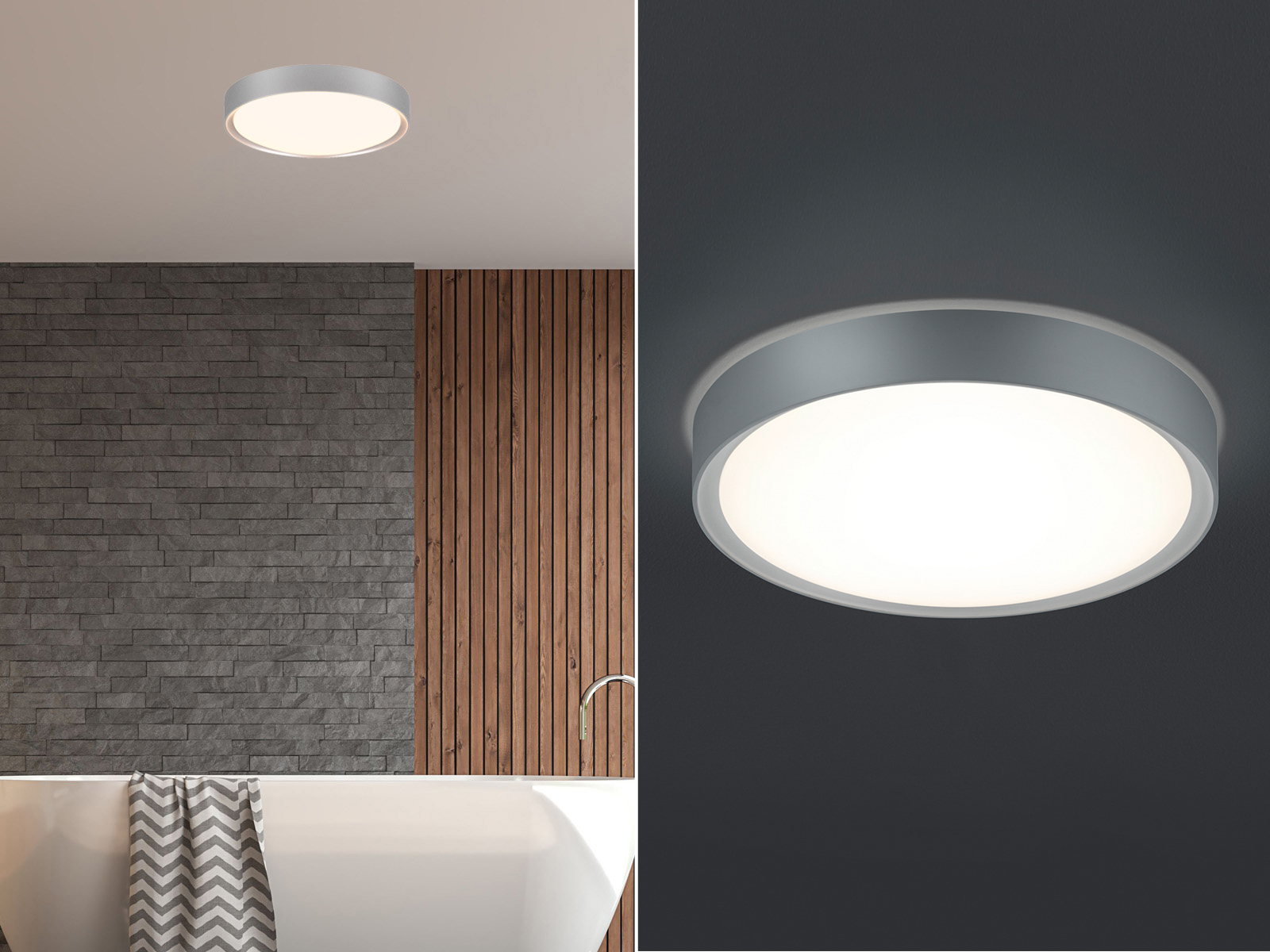 LED Deckenleuchte Badlampe CLARIMO titanfarbig Acryl weiß Ø 33 cm