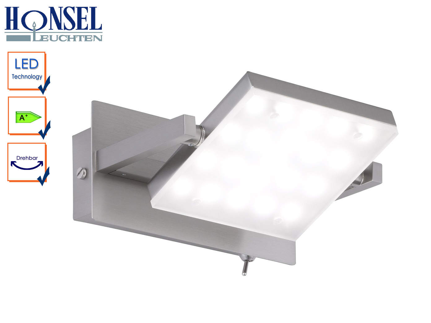 LED Wandleuchte Wandlampe MILL Nickel matt Acryl weiß matt Breite 15 cm