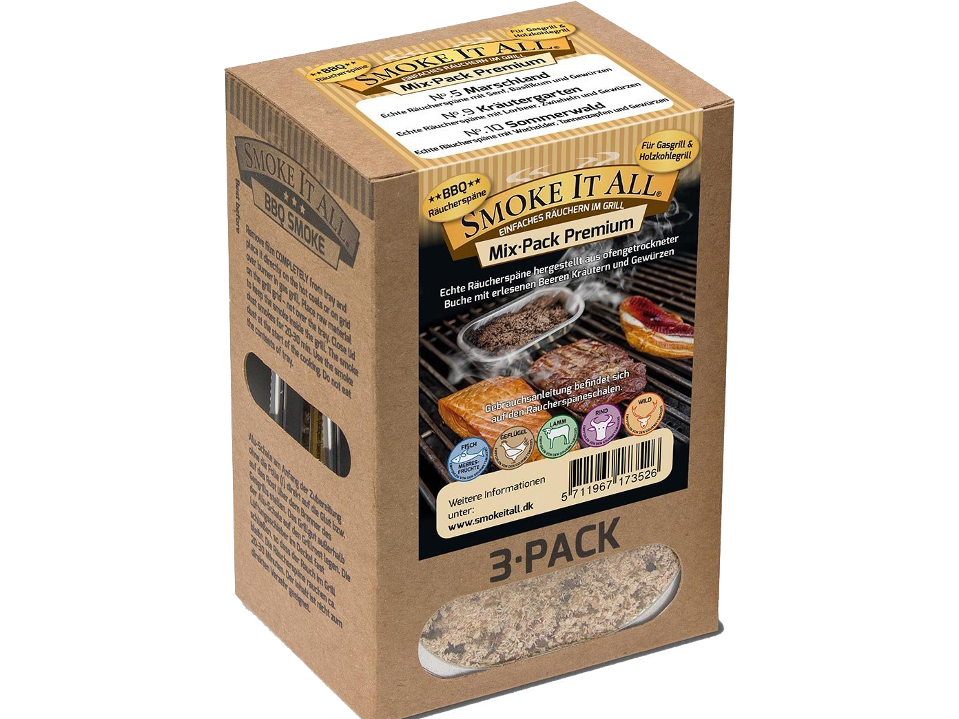 BBQ Räucherspäne Räuchermischung Räuchermehl mit Gewürzen MIX PACK-02