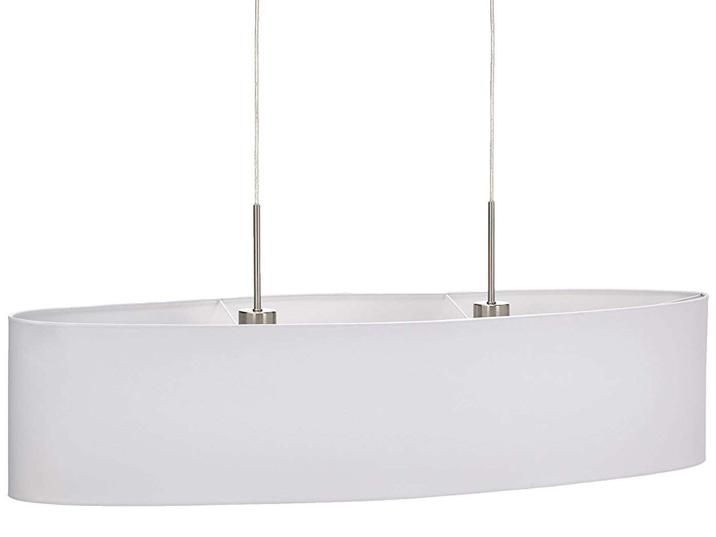 Honsel-Leuchten Hängeleuchte Stoffschirm oval weiß FINN Nickel matt