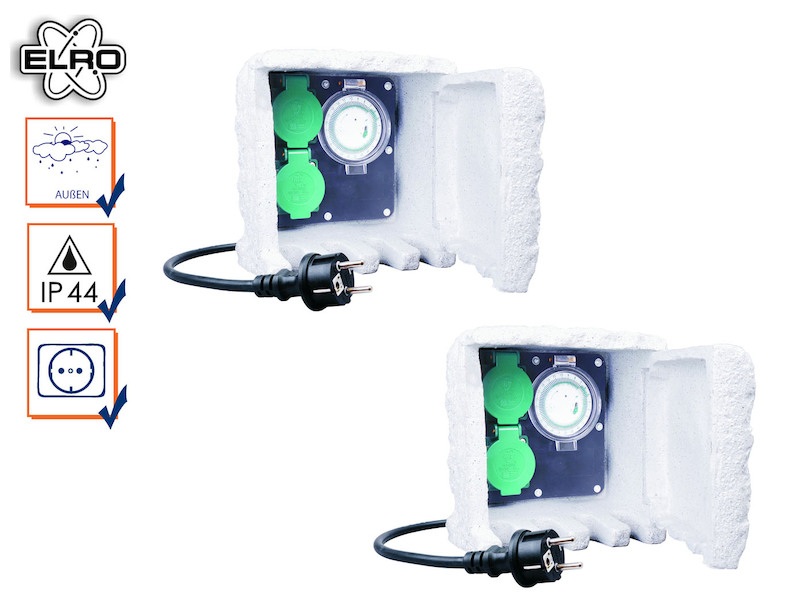 2er Set Gartensteckdose Stone Elro - setpoint.de