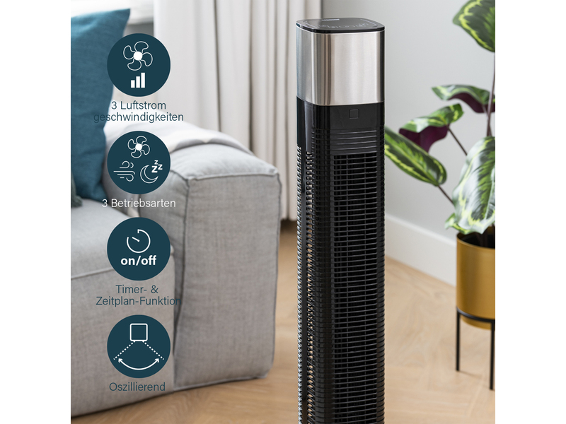 SMART Säulenventilator App gesteuert mit Timer & 3 Stufen 50 Watt