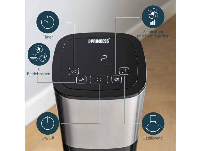 SMART Säulenventilator App gesteuert mit Timer & 3 Stufen 50 Watt