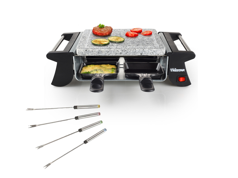 RACLETTE mit Steinplatte für 4 Personen, Steingrill 500Watt - setpoint.de