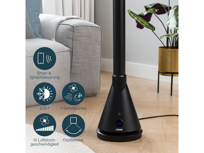 2in1 Turmventilator & Heizlüfter App steuerbar, H102cm - 2000 Watt