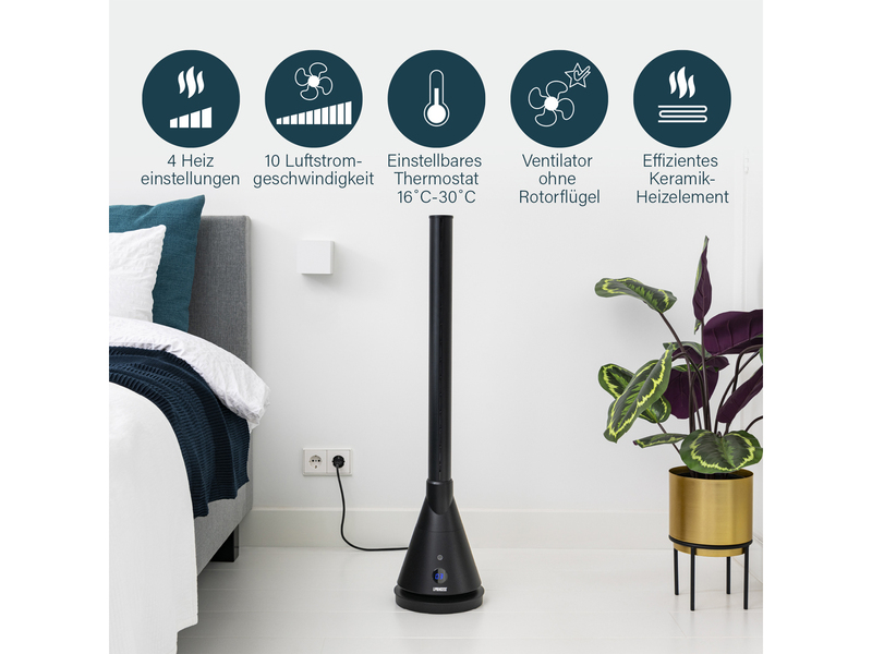 2in1 Turmventilator & Heizlüfter App steuerbar, H102cm - 2000 Watt