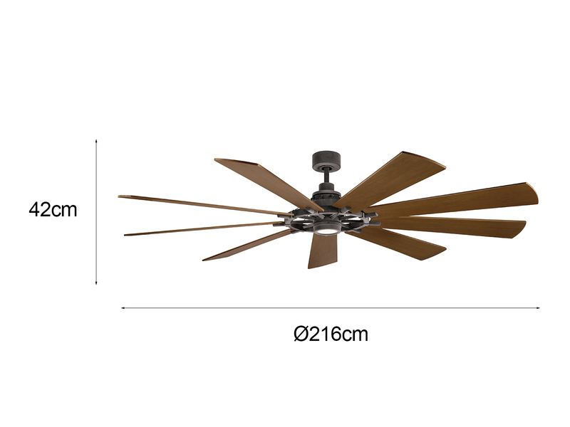 XXL Deckenventilator GENTRY mit Licht & wendbaren Flügeln in 2 Dekoren, Ø 216cm