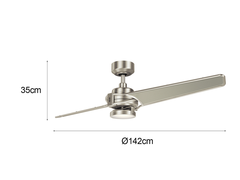 Deckenventilator XETY mit Licht und Fernbedienung, Silber, Ø 142cm