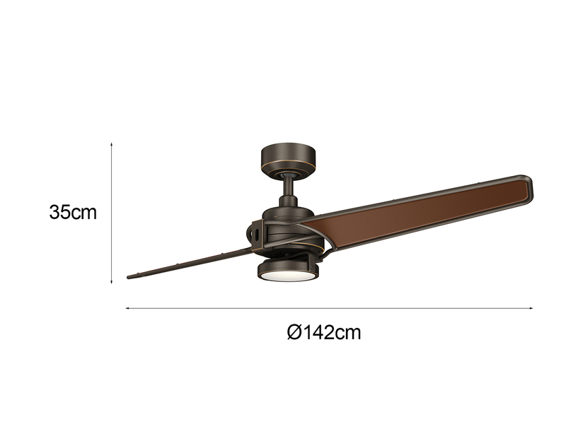 Deckenventilator XETY mit Licht und Fernbedienung, Bronzefarbig, Ø 142cm