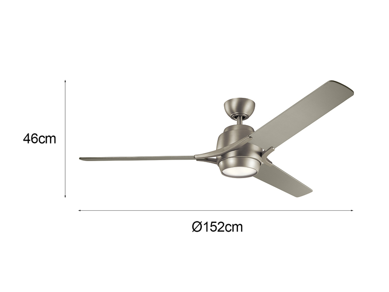 Deckenventilator ZEUS mit Licht und Fernbedienung, Silber, Ø 152cm