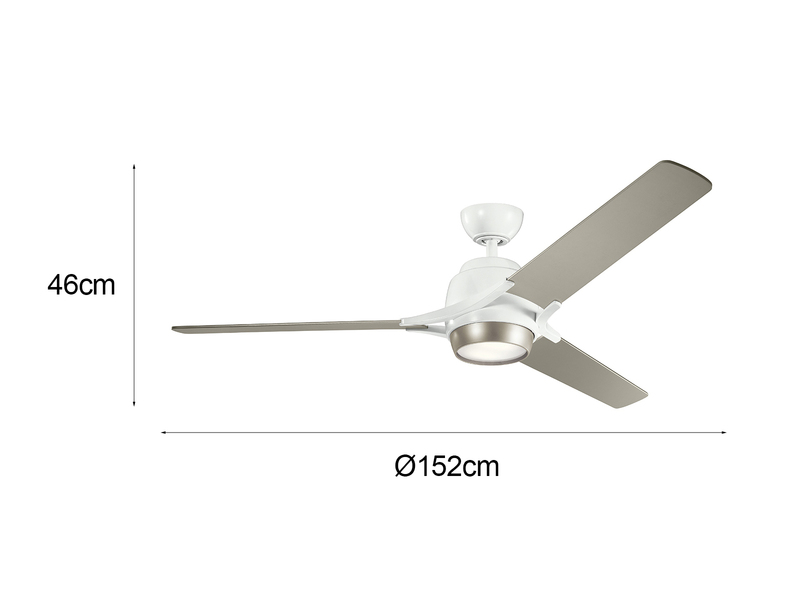 Deckenventilator ZEUS mit Licht und Fernbedienung, Weiß-Silber, Ø 152cm