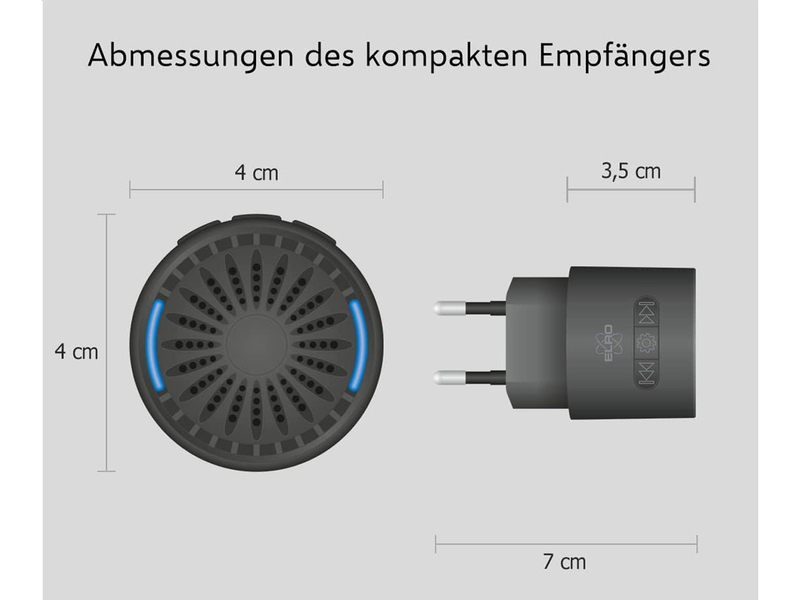 Funk Türklingel-Set, 2 Plug-in-Empfänger, Funkklingel wetterfest, Schwarz