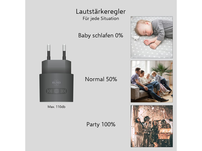 Funk Türklingel-Set, 2 Plug-in-Empfänger, Funkklingel wetterfest, Schwarz