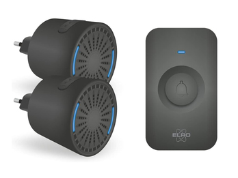 Funk Türklingel-Set, 2 Plug-in-Empfänger, Funkklingel wetterfest, Schwarz Funk Türklingel-Set, 2 Plug-in-Empfänger, Funkklingel wetterfest, Schwarz