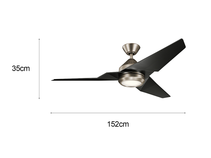 Deckenventilator JADE mit Licht und Fernbedienung, Schwarz-Silber, Ø 152cm