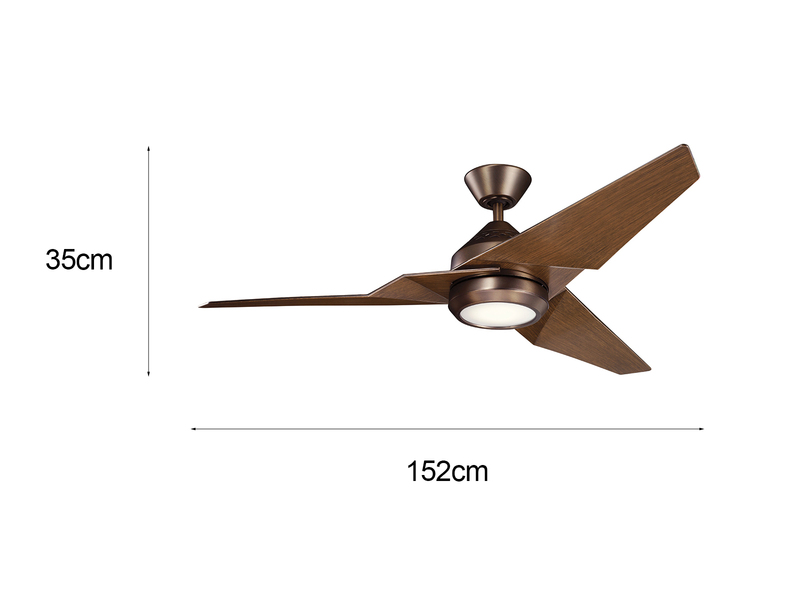 Deckenventilator JADE mit Licht und Fernbedienung, Bronze-Holzoptik, Ø 152cm