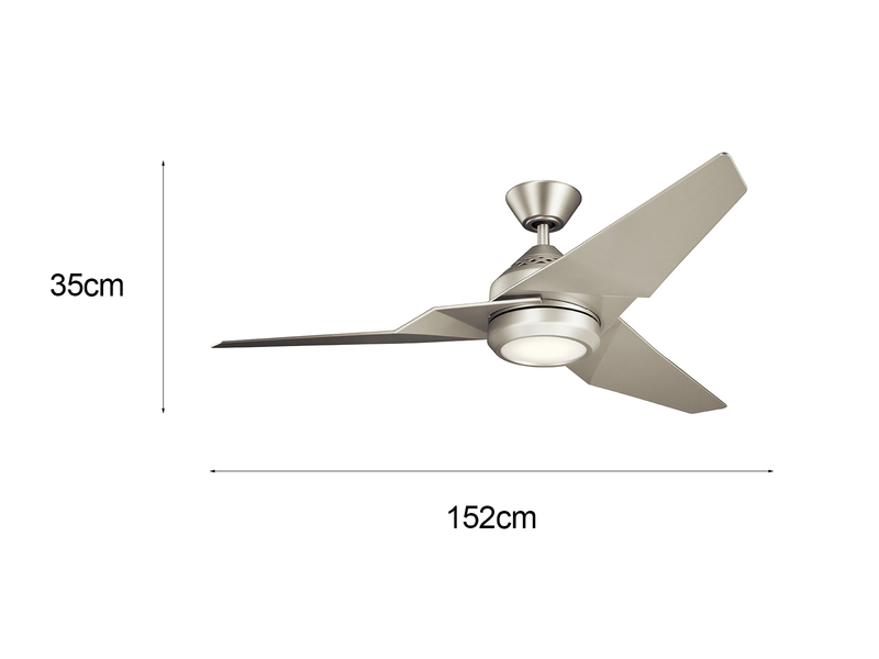 Deckenventilator JADE mit Licht und Fernbedienung, Silber matt, Ø 152cm