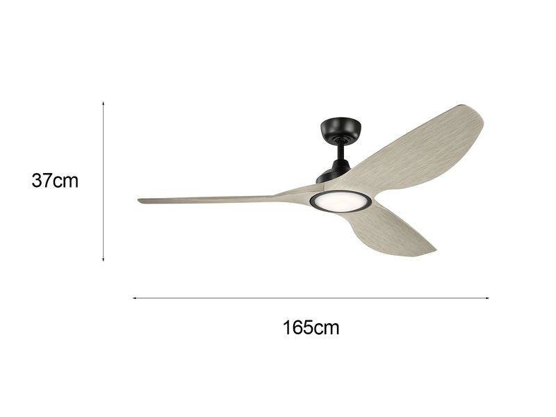 Deckenventilator IMARI mit LED Licht - Flügel in Holzoptik Weiß, Ø 165cm