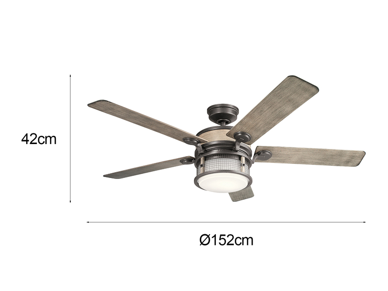 Deckenventilator mit Licht und Fernbedienung, Outdoor geeignet IP44, Ø 152cm