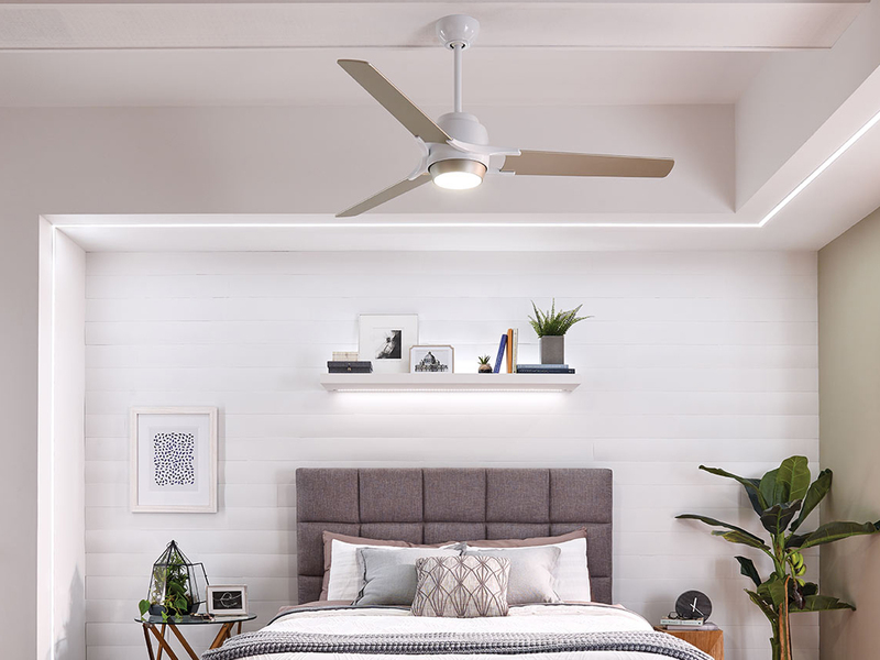 Deckenventilator mit Licht und Fernbedienung, Weiß-Silber, Ø 152cm