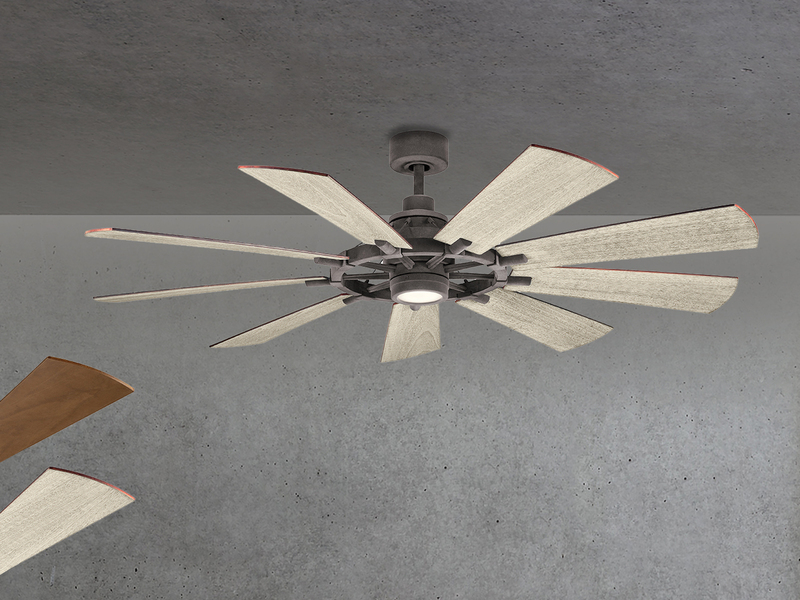 Deckenventilator mit Licht & wendbaren Flügeln in 2 Dekoren, Ø 165cm