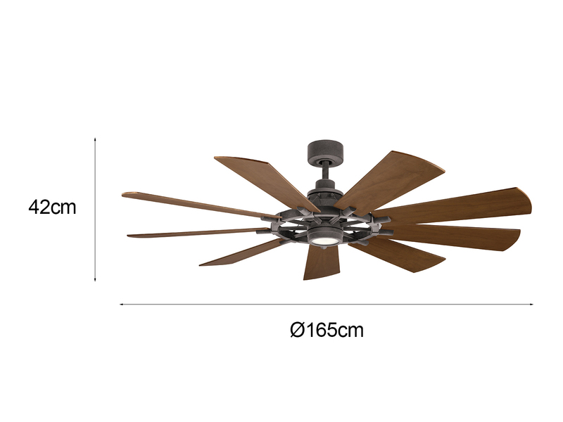 Deckenventilator mit Licht & wendbaren Flügeln in 2 Dekoren, Ø 165cm