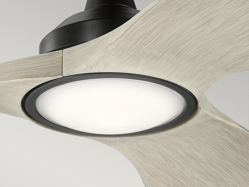 Deckenventilator mit LED Licht - Flügel in Holzoptik Weiß, Ø 165cm