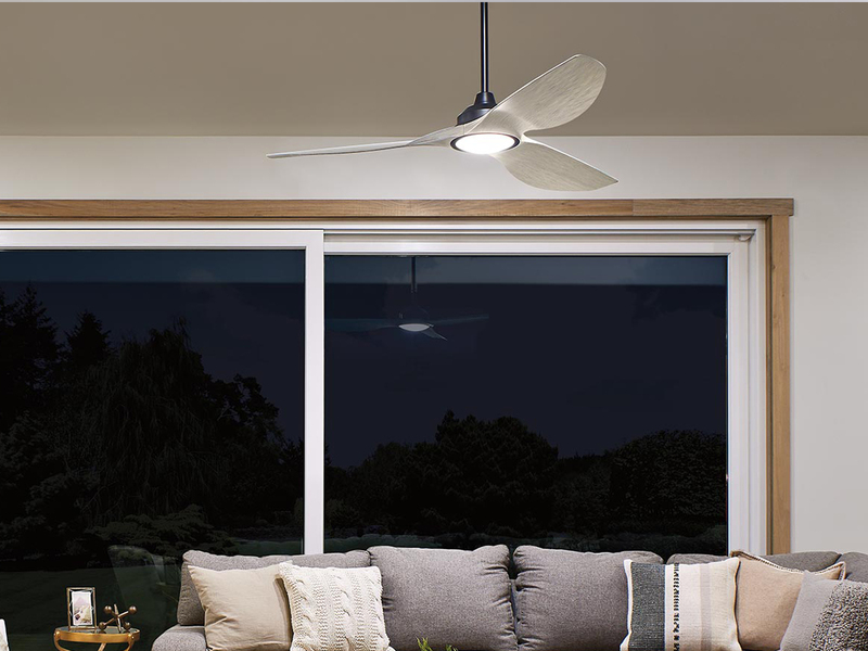 Deckenventilator mit LED Licht - Flügel in Holzoptik Weiß, Ø 165cm