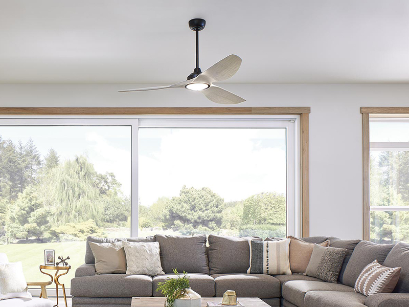 Deckenventilator mit LED Licht - Flügel in Holzoptik Weiß, Ø 165cm