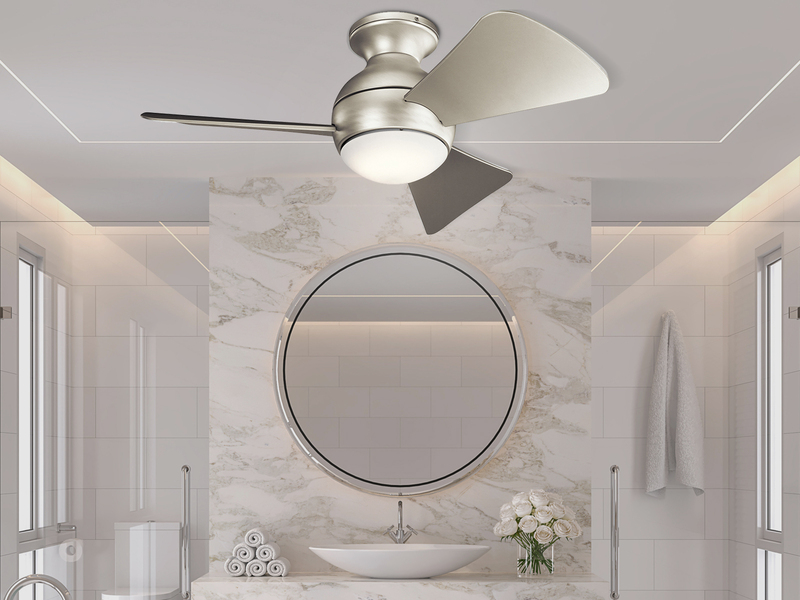 Kleiner Deckenventilator Silber, mit Licht - Feuchtraumgeeignet, Ø 86cm