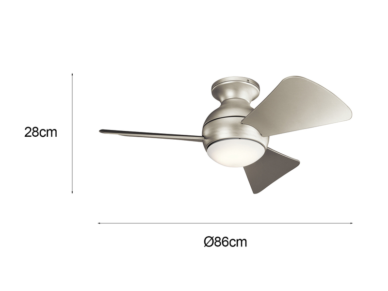 Kleiner Deckenventilator Silber, mit Licht - Feuchtraumgeeignet, Ø 86cm