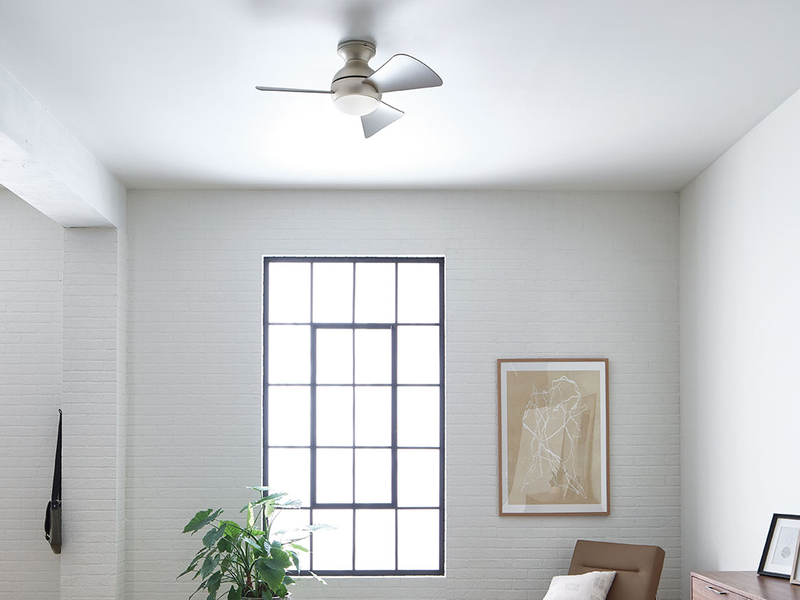 Kleiner Deckenventilator Silber, mit Licht - Feuchtraumgeeignet, Ø 86cm