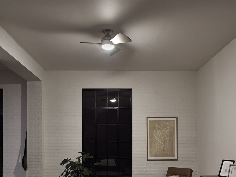 Kleiner Deckenventilator Silber, mit Licht - Feuchtraumgeeignet, Ø 86cm