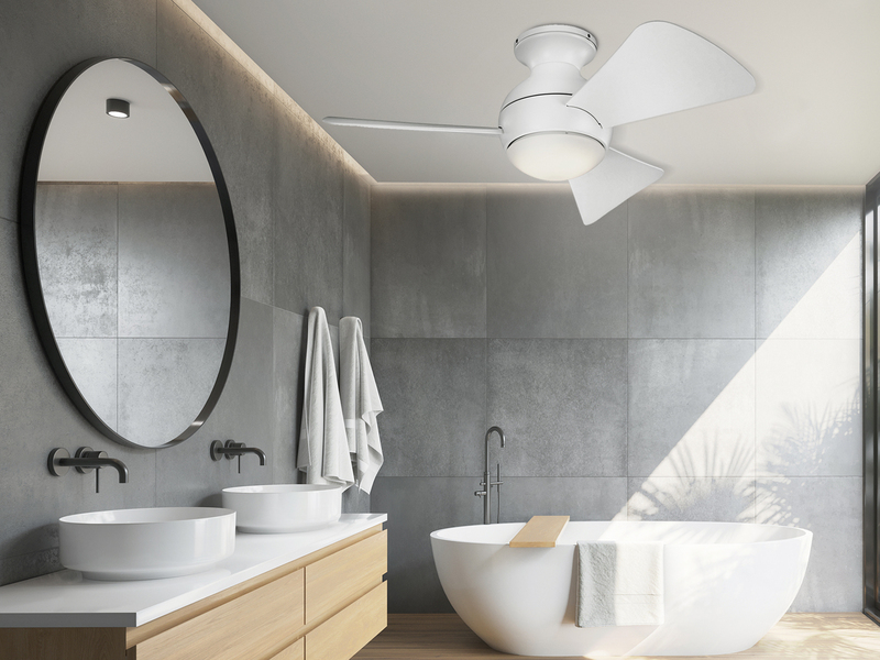 Kleiner Deckenventilator Weiß, mit Licht - Feuchtraumgeeignet, Ø 86cm