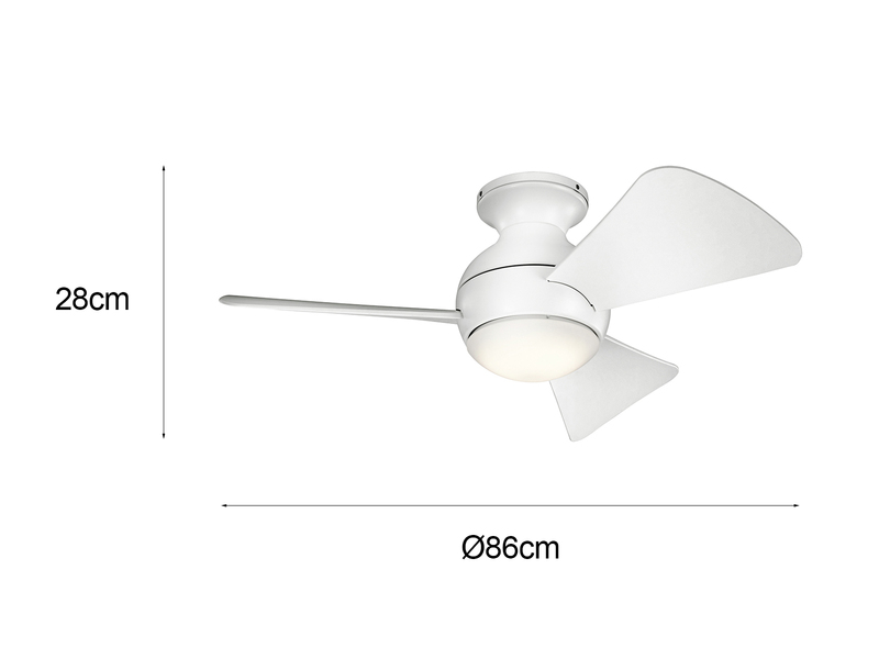 Kleiner Deckenventilator Weiß, mit Licht - Feuchtraumgeeignet, Ø 86cm