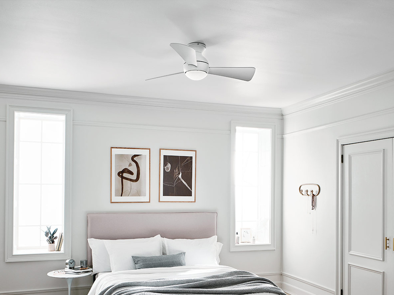 Kleiner Deckenventilator Weiß, mit Licht - Feuchtraumgeeignet, Ø 86cm