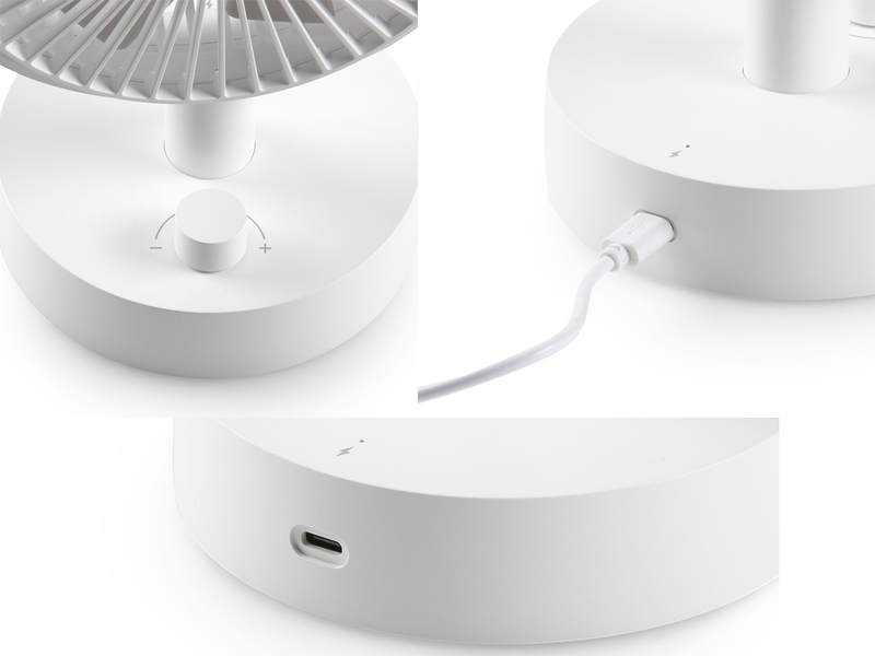 Mini Tischventilator mit Akku, tragbarer USB Camping Ventilator leise, Höhe 24cm