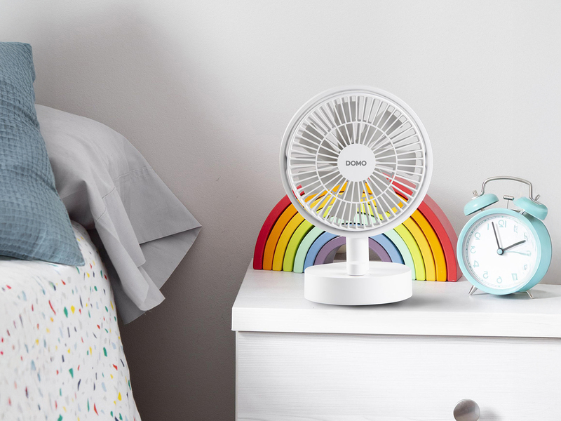 Mini Tischventilator mit Akku, tragbarer USB Camping Ventilator leise, Höhe 24cm