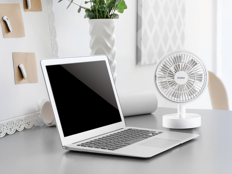 Mini Tischventilator mit Akku, tragbarer USB Camping Ventilator leise, Höhe 24cm