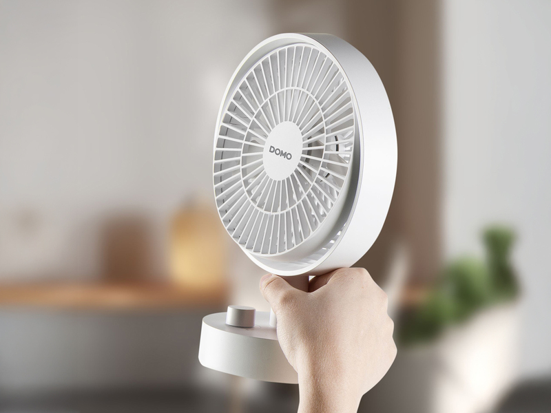Mini Tischventilator mit Akku, tragbarer USB Camping Ventilator leise, Höhe 24cm