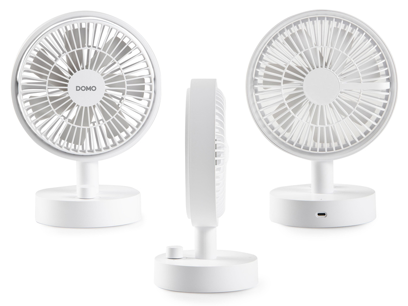 Mini Tischventilator mit Akku, tragbarer USB Camping Ventilator leise, Höhe 24cm