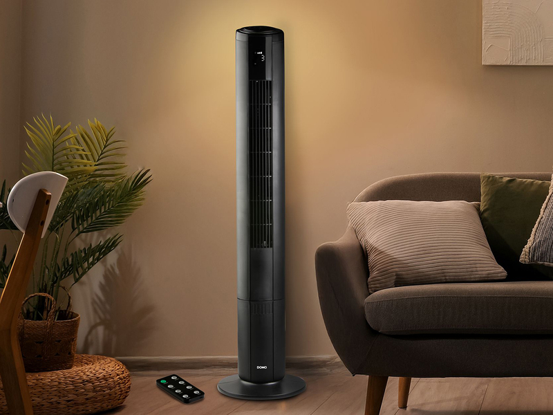 Säulenventilator mit Timer, Fernbedienung und Licht, Oszillation, Höhe 105,5cm