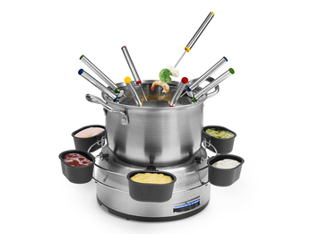 Fondue Set elektrisch aus Edelstahl mit 8 Fonduegabeln - 1,2 Liter und 800 Watt Fondue Set elektrisch aus Edelstahl mit 8 Fonduegabeln - 1,2 Liter und 800 Watt