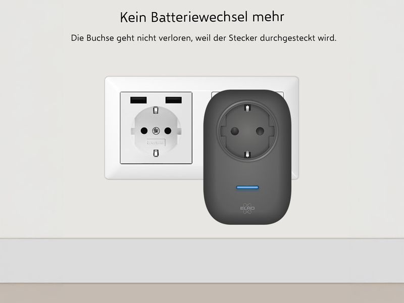 Funk Türklingel-Set für die Steckdose mit kinetischem Türtaster, Schwarz