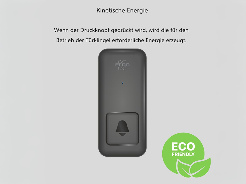 Funk Türklingel-Set für die Steckdose mit kinetischem Türtaster, Schwarz