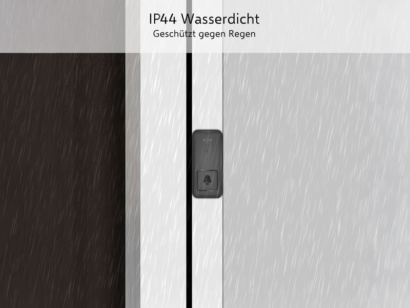 Funk Türklingel-Set für die Steckdose mit kinetischem Türtaster, Schwarz