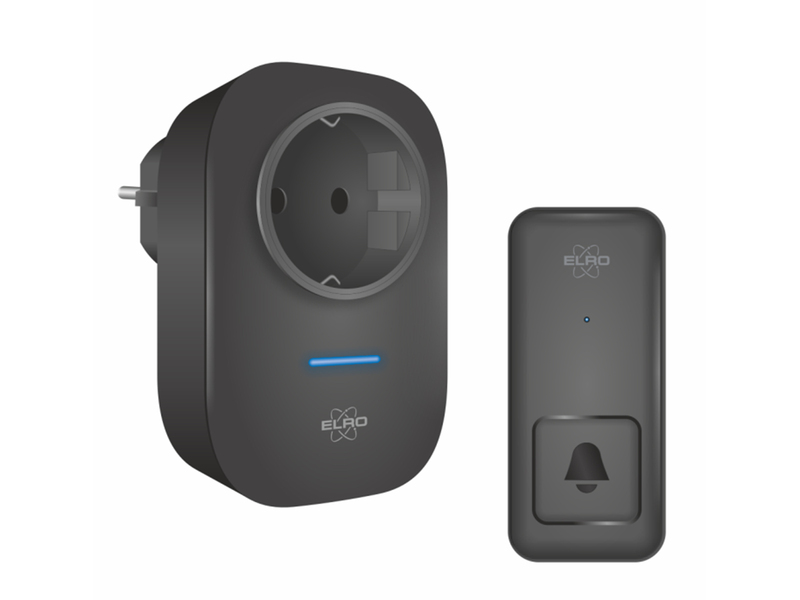 Funk Türklingel-Set für die Steckdose mit kinetischem Türtaster, Schwarz