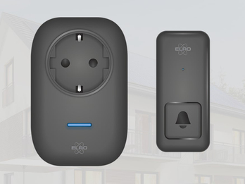 Funk Türklingel-Set für die Steckdose mit kinetischem Türtaster, Schwarz Funk Türklingel-Set für die Steckdose mit kinetischem Türtaster, Schwarz